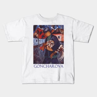 Boy with Rooster by Natalia Goncharova Kids T-Shirt